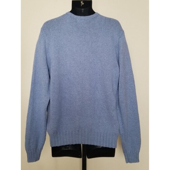 POLO RALPH LAUREN MEN'S BLUE COTTON KNITTED SWEATER SIZE L #819 - Picture 1 of 7